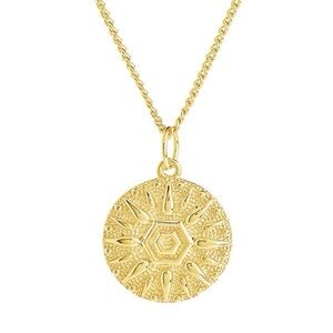 Sterling Forever Sun Disk Pendant Gold Necklace Lead & Nickel Free NEW